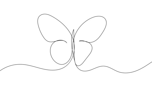 Butterfly. One line drawing art. Continuous line style