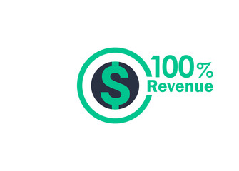 100% revenue design vector image