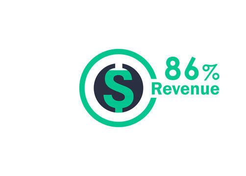 86% revenue design vector image