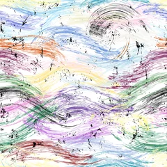 Gardinen seamless pattern background, with waves, paint strokes and splashes, grungy © Kirsten Hinte