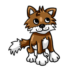 Stylized Adorable Brown Wolf Cub