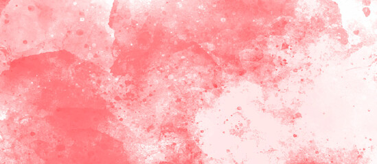 With water soluble wax chalk crayons hand paintet watercolor wash background in red. Pink red watercolor painted paper texture background banner template, with space for text.
