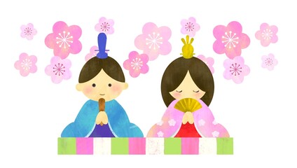 ひなまつり　おひなさま　ひな人形のかわいいイラスト