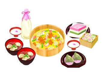 ひなまつり　ちらし寿司のある食卓