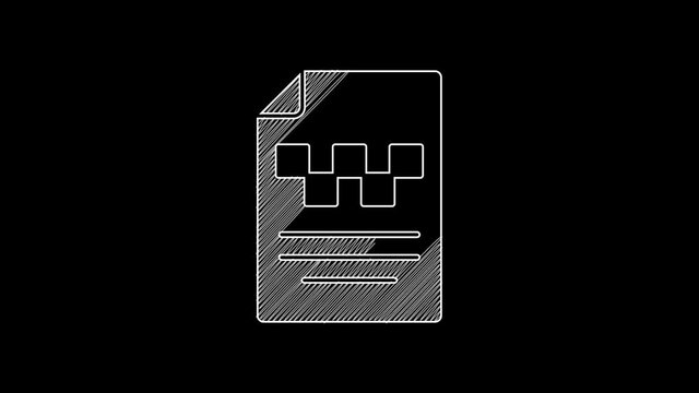 White line Taxi driver license icon isolated on black background. 4K Video motion graphic animation