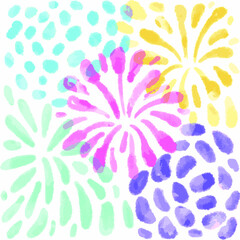 Watercolor Fireworks Splash. Vector Illustration of Modern Hand Drawn Painting.