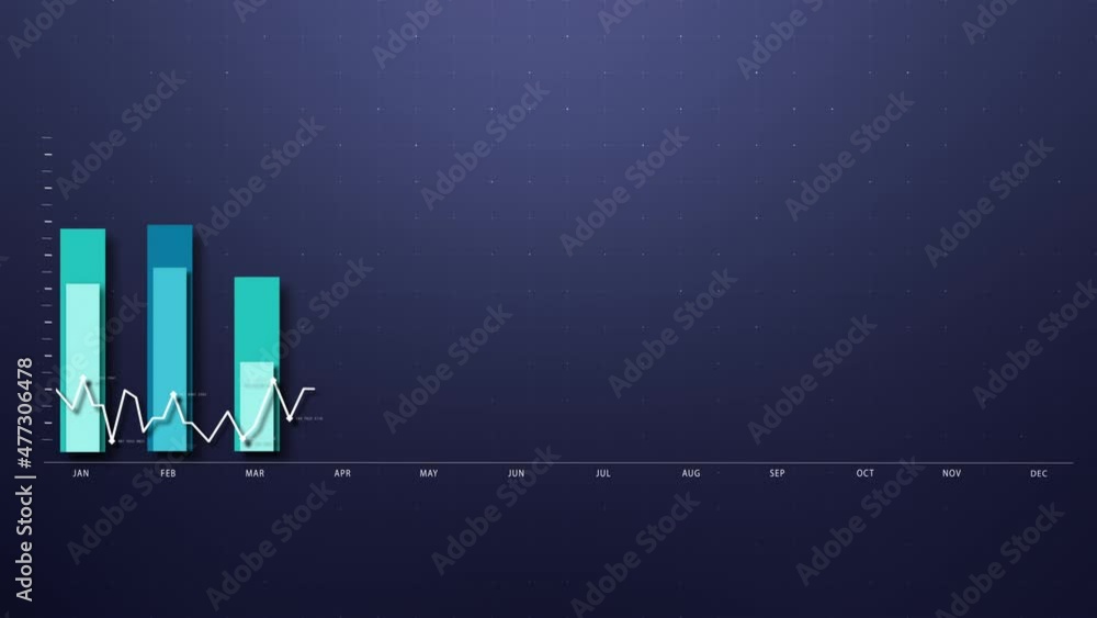 Aufkleber Futuristic Business global map with bar and line graph in abstract particles illustration. World map element of this clip furnished by NASA