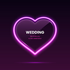 Heart with neon lights for wedding or Valentines day
