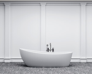 Modern bright bathroom interiors 3D rendering illustration