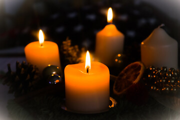 Obraz na płótnie Canvas christmas candle and decorations 3. Advent 