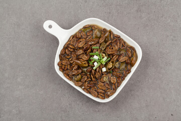 Market food, shadaegi, chrysalis, nutritional food, caterpillar, street food, food, ingredients, cooking,