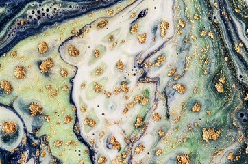Obraz premium GREEN FOREST. Treasury of art. Swirls of marble. Abstract fantasia with golden powder. Extra special and luxurious- ORIENTAL ART. Ripples of agate. Natural luxury.