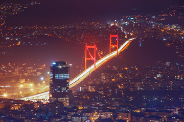 Bosphorus Bridge and Istanbul Night, Besiktas Istanbul Turkey