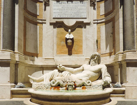 Rome, Italy, June 2017 - view of Marforio statue