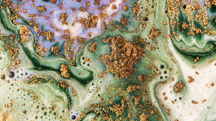 GREEN FOREST. Treasury of art. Swirls of marble. Abstract fantasia with golden powder. Extra special and luxurious- ORIENTAL ART. Ripples of agate. Natural luxury.