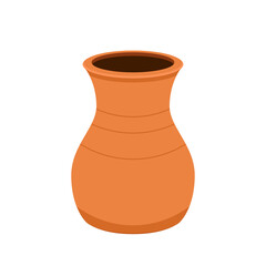 Ceramic pot vector. Jar cartoon vector on white background.