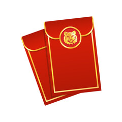 Chinese reward. Red paper pack. Envelope vector. Year of the Tiger. Red pack. zodiac.