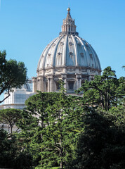 Fototapeta na wymiar View of the Dome of Basilica di San Pietro, during the day - Vatican City, Italy