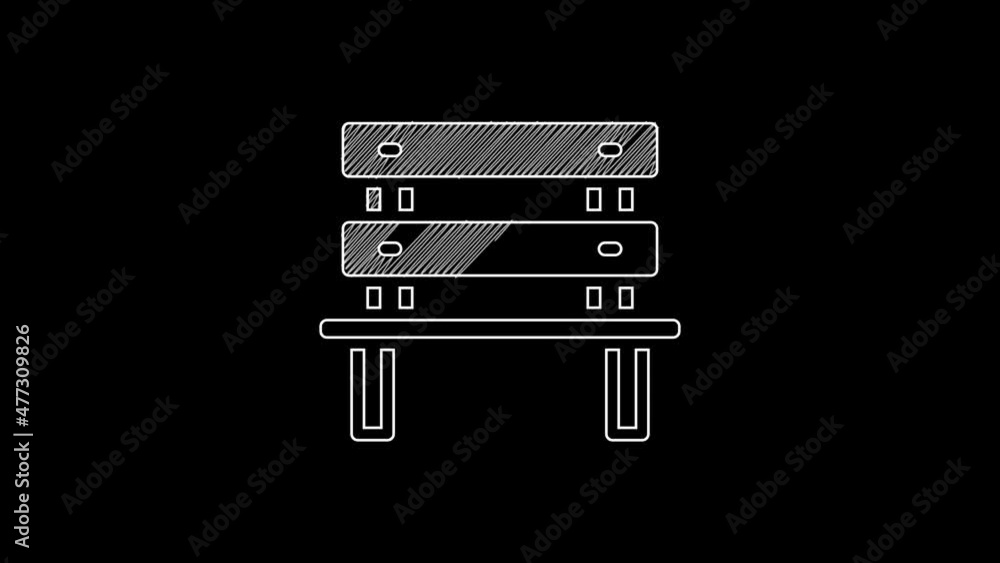 Sticker White line Bench icon isolated on black background. 4K Video motion graphic animation