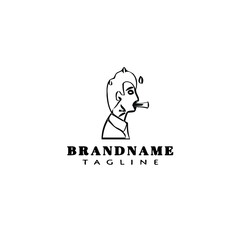 man with fever logo cartoon icon design template black isolated vector illustration