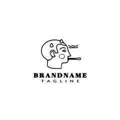 Obraz premium man with fever logo cartoon icon design template black isolated vector illustration