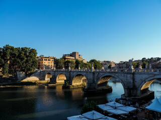 Fototapeta na wymiar Beautiful view of Ponte Sant'Angelo (Sant'Angelo Bridge) - Rome, Italy