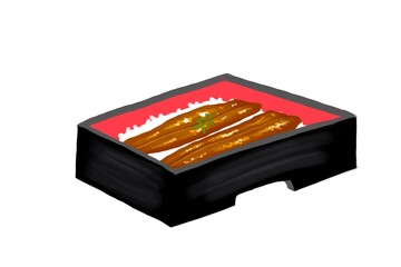 鰻重 unajyu- cartoon food illustration