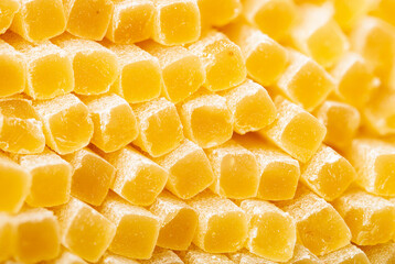 Square section spaghetti edges close-up macro shot