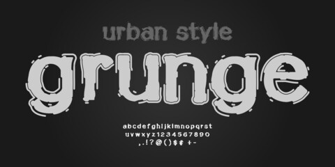 urban style grunge font with all letters