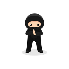 Cute ninja standing in Shinobi Power posture isolated with on white background