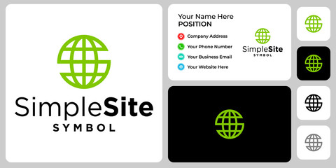 Letter S monogram website logo design with business card template.

