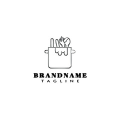 dirty dishes logo cartoon icon design template black isolated vector illustration