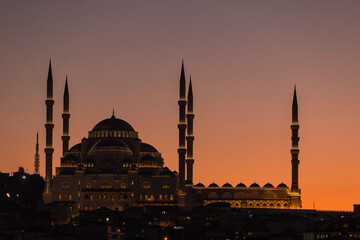 Camlica Mosque in the Sunset Colors, Uskudar Istanbul Turkey