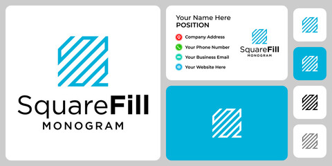 Letter S F square monogram business industry logo design with business card template.