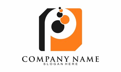 Letter P with bubble illustration vector logo