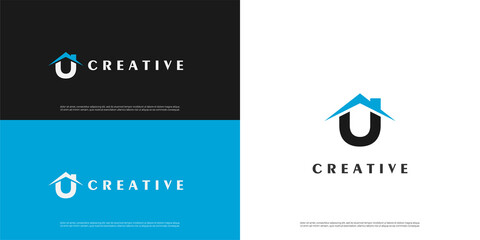 letter U logo home design, Minimalist U initial based vector icon.  © Galih