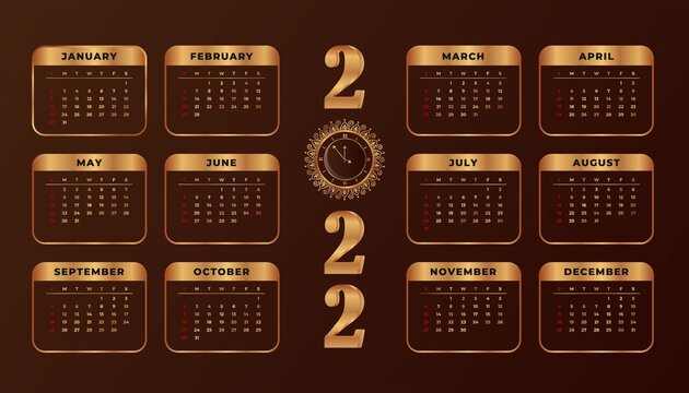 Modern Luxury calendar design for 2022 Wall Calendar Design New year wall calendar template design. vector illustration..eps
