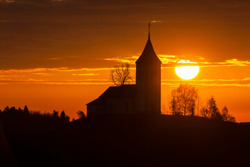 Sunset Time in the Julian Alps, Autumn Season European Alps, Bled Radovljica, Slovenia