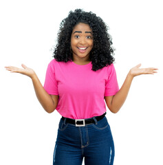 Confident brazilian female young adult with long black hair