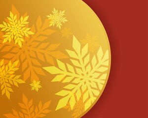 Fototapeta na wymiar Gold light snowflakes Christmas red card banner background