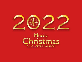 Fototapeta na wymiar Golden New Year 2022. Festive card on a red background. Stylish design for greeting card, flyer, calendar. 