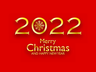 Fototapeta na wymiar Golden New Year 2022. Festive card on a red background. Stylish design for greeting card, flyer, calendar. Vector