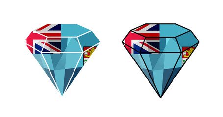 Fototapeta na wymiar Bright diamonds in colors of national flag. Fiji