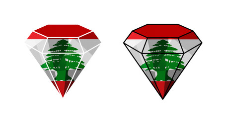 Bright diamonds in colors of national flag. Lebanon