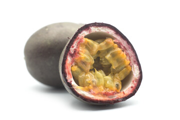 Closeup of passion fruit on white background