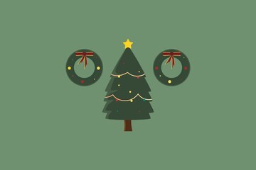 Christmas Natal Tree Set Flat Illustration Vector