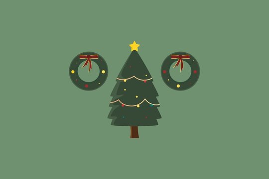 Christmas Natal Tree Set Flat Illustration Vector