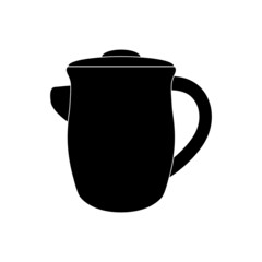 The icon of a round-shaped teapot with water on a white background.