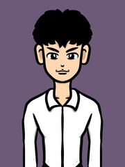 cute man cartoon on purple background