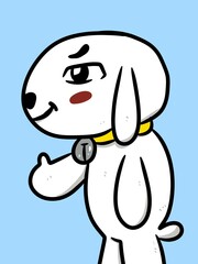 cute dog cartoon on blue background